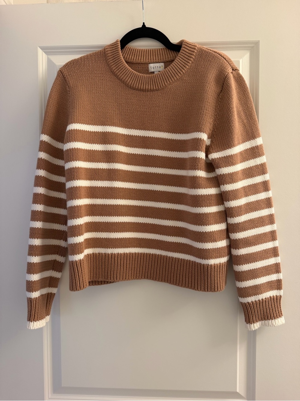 Tuttoknit Sand White Striped Cotton Sweater